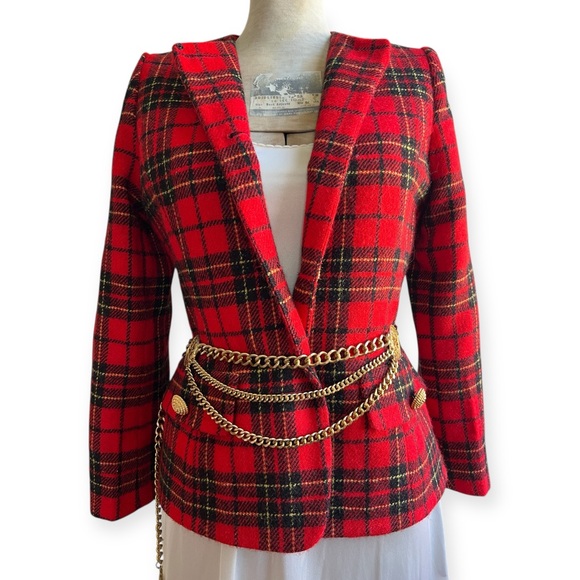 Vintage Wool Tartan Plaid Blazer Jacket Alex de Bolzan - Picture 3 of 9